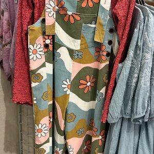 Floral Patterned Overalls